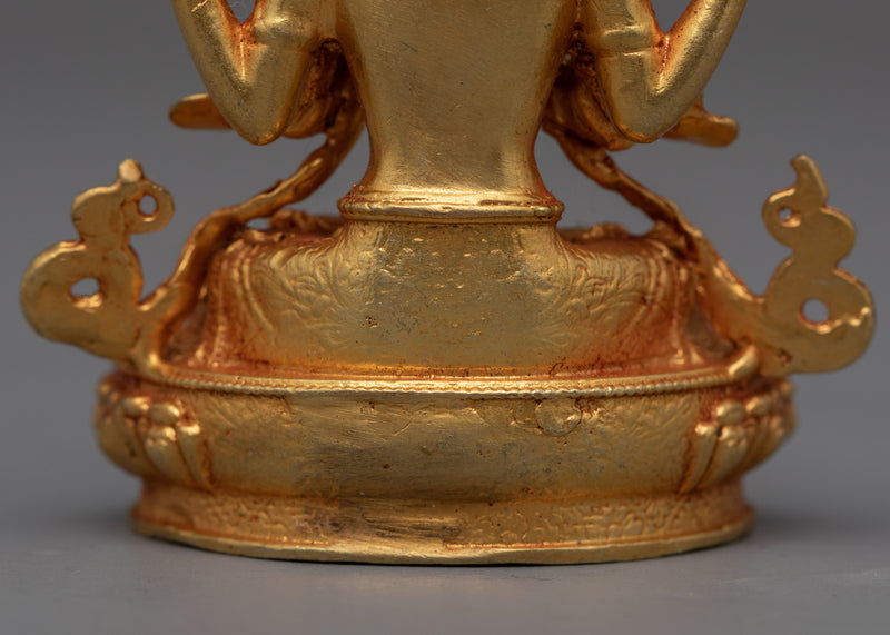 Chenrezig Sculpture Made by Machine | Gold Gilded Religious Statue