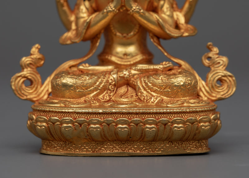 Chenrezig Gold Gilded Statue | Machine Made Sculpture for Meditation