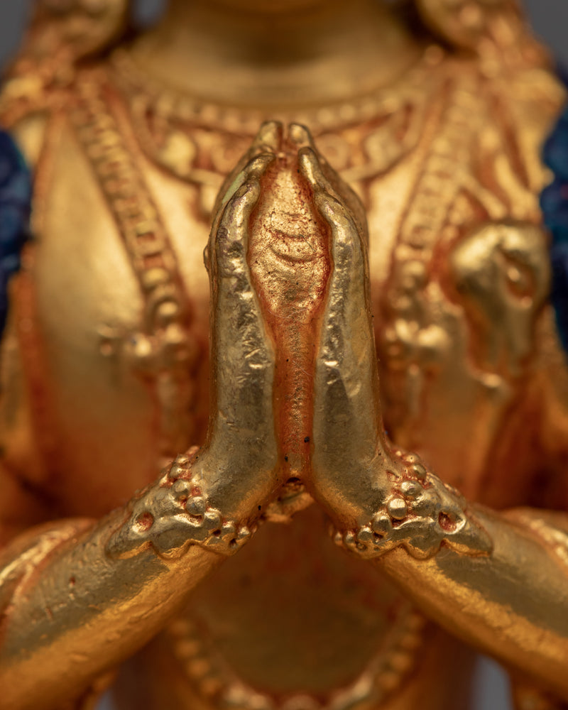 Chenrezig Gold Gilded Statue | Machine Made Sculpture for Meditation