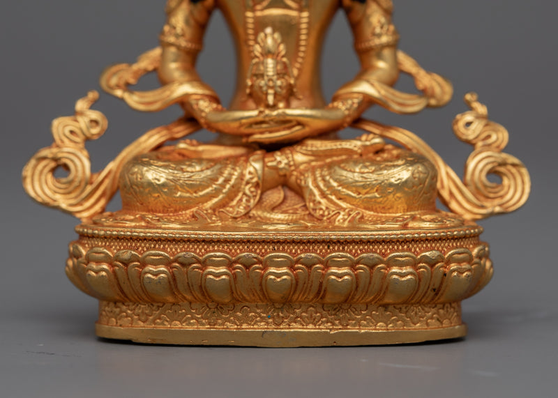 Amitayus Buddha Statue for Meditation and Ritual | Gold Gilded Machine Made Statue