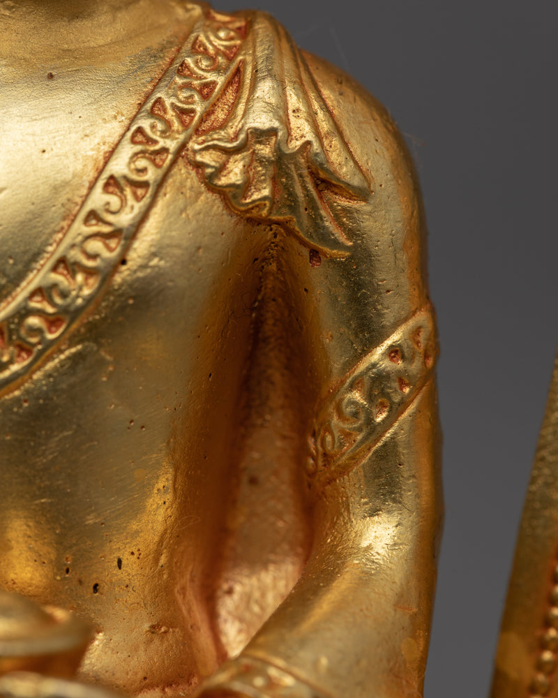 Shakyamuni Buddha Machine Made Sculpture | Gold Gilded Statue of Buddha