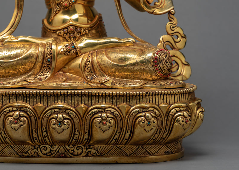 Manjushree Statue | 24K Gold Glided | Himalayan Buddhist Art