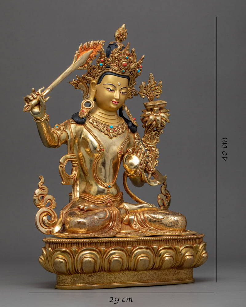 Manjushri Bodhisattva Deity Statue | Handcrafted Wisdom Deity