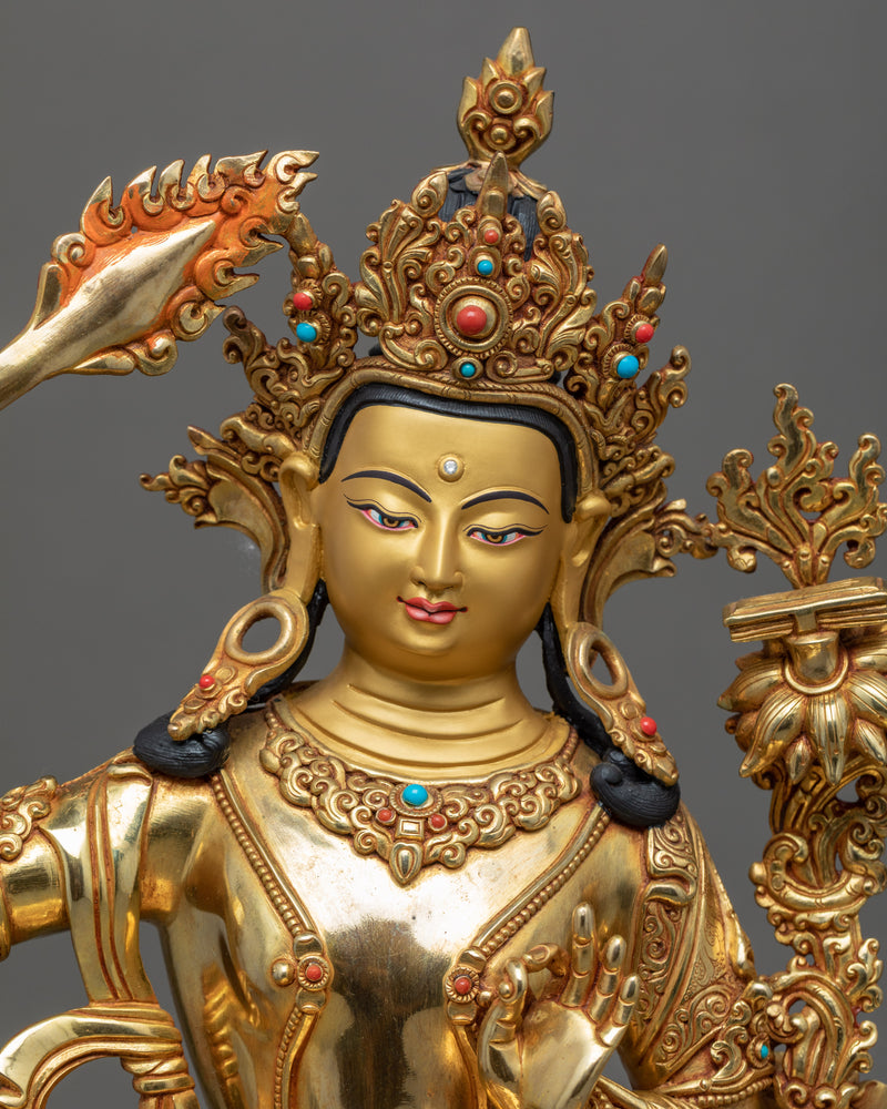 Manjushri Bodhisattva Deity Statue | Handcrafted Wisdom Deity