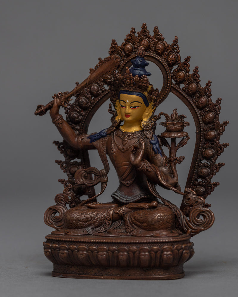 Machine-Made Manjushri Sword Statue | Bodhisattva Manjushri Gold Gilded Art