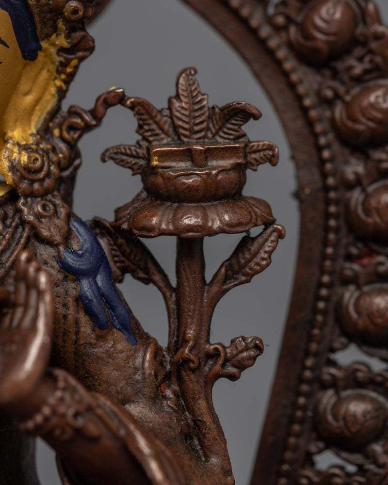 Machine-Made Manjushri Sword Statue | Bodhisattva Manjushri Gold Gilded Art