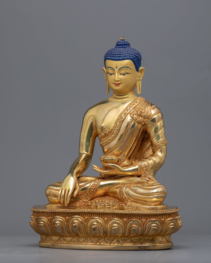 Buddha Siddhartha Gautama Shakyamuni Sculpture | Himalayan Gold Gilded Art