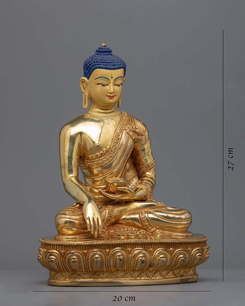 Buddha Siddhartha Gautama Shakyamuni Sculpture | Himalayan Gold Gilded Art