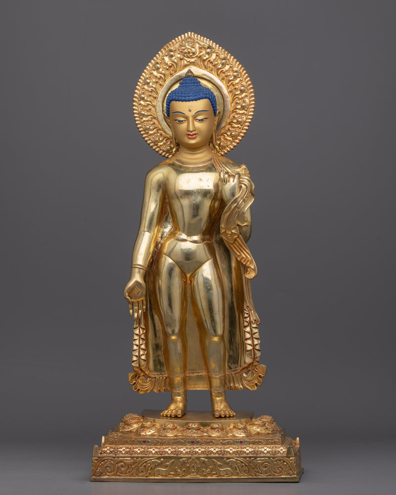 standing siddhārtha gold gilded copper body statue 