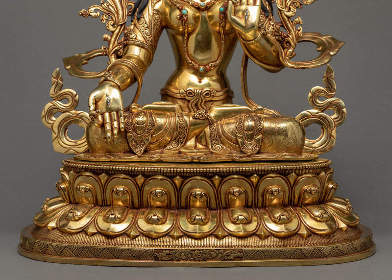 White Tara Statue | Gold Gilded Tibetan Female Buddha