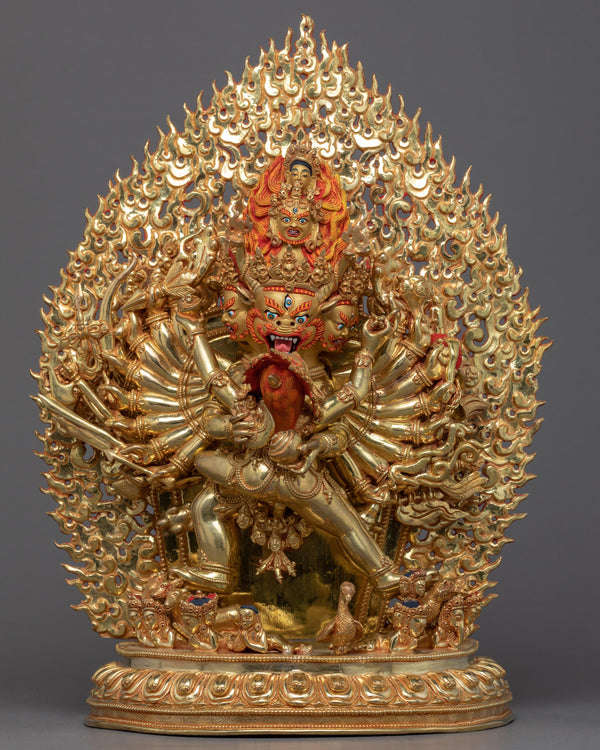 Yamantaka with consort Statue 