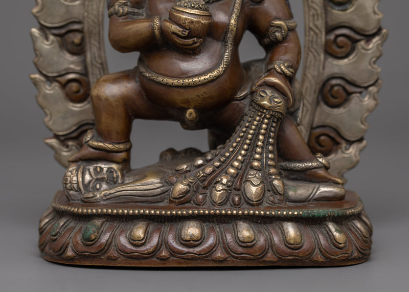 Black Dzambhala Statue | Buddhist Oxidized Copper Statue Traditionally Handmade