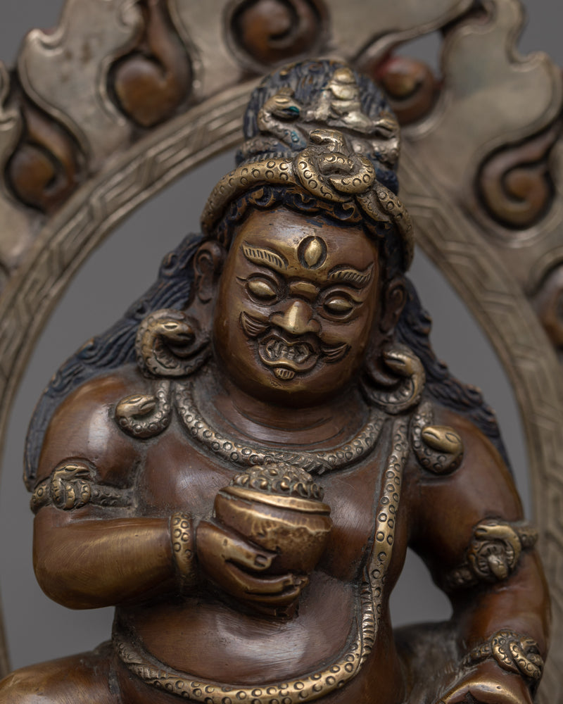 Black Dzambhala Statue | Buddhist Oxidized Copper Statue Traditionally Handmade