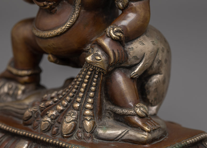 Black Dzambhala Statue | Buddhist Oxidized Copper Statue Traditionally Handmade